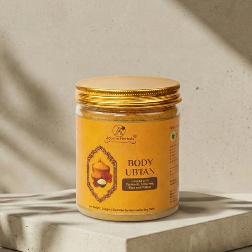 Jar of 'Body Ubtan' on a neutral background